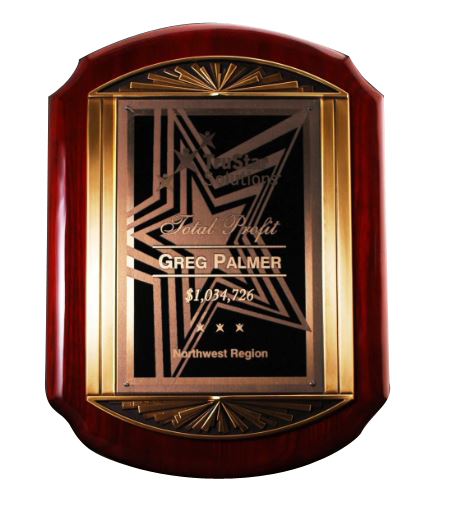 Scalloped Rosewood Piano Finish Plaque with Cast Metal Frame