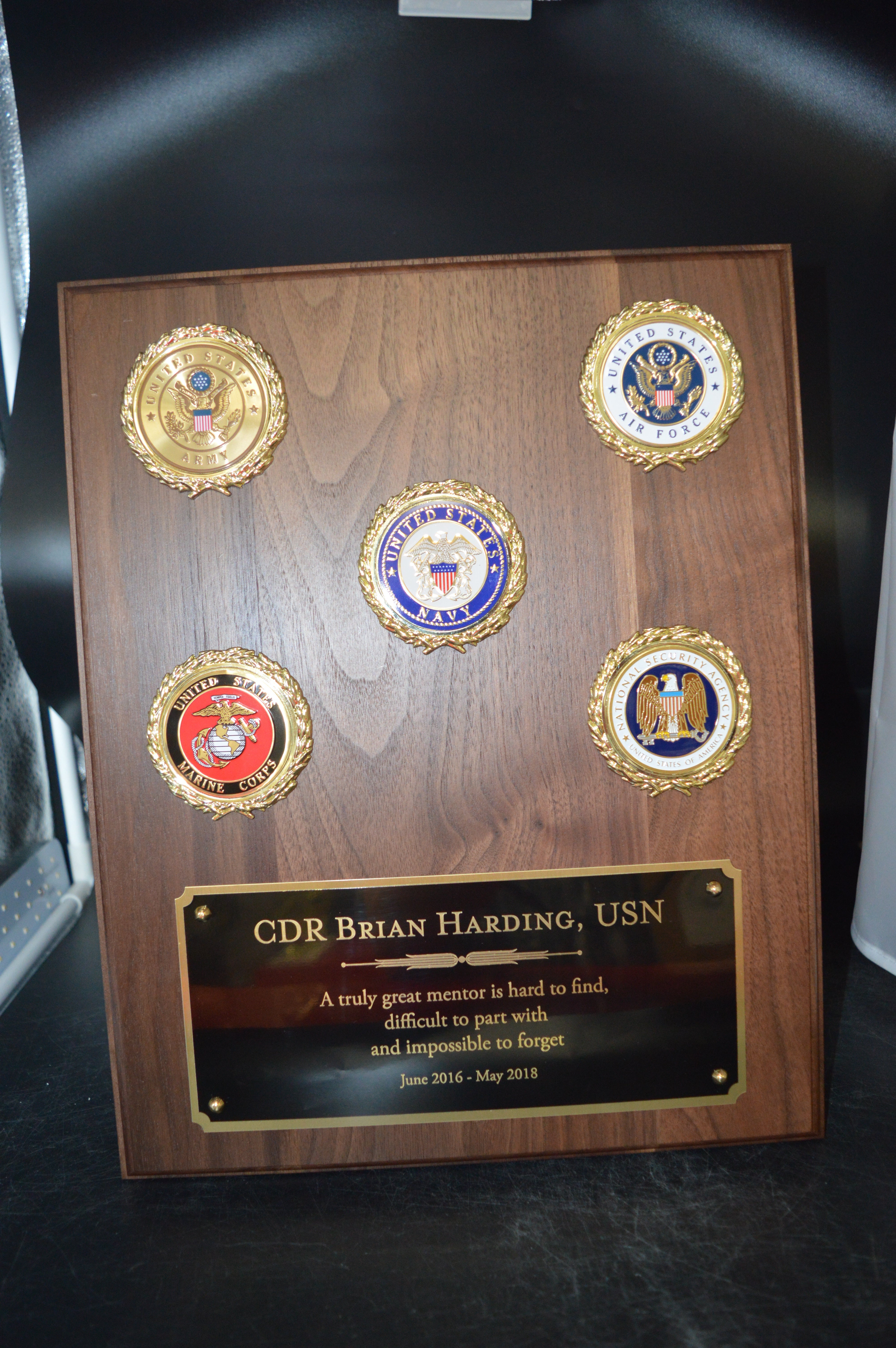 Solid Walnut Plaque with 5 Wreaths