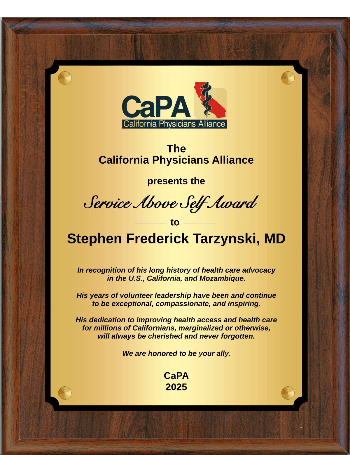 Simulated Walnut Plaque