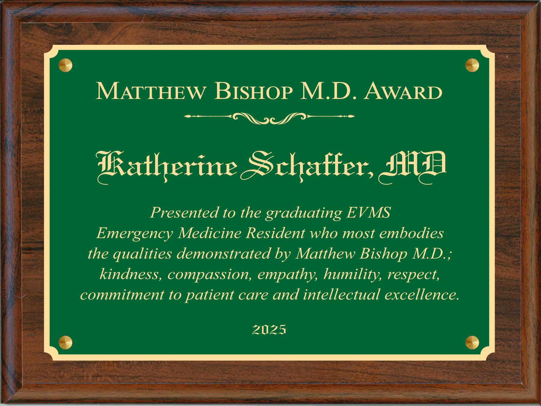 Simulated Walnut Plaque