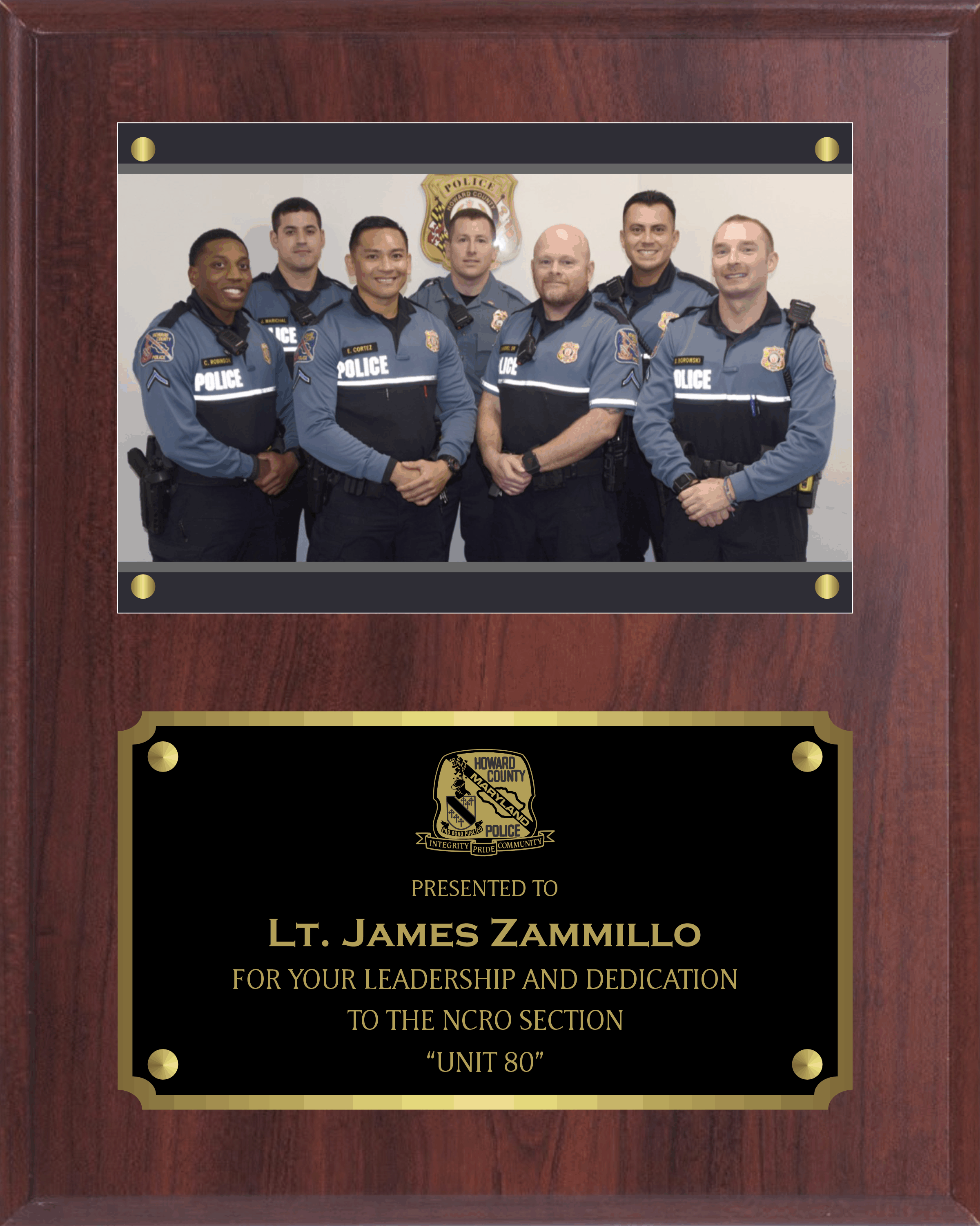 Simulated Walnut Plaque with Photo Plexi Mount