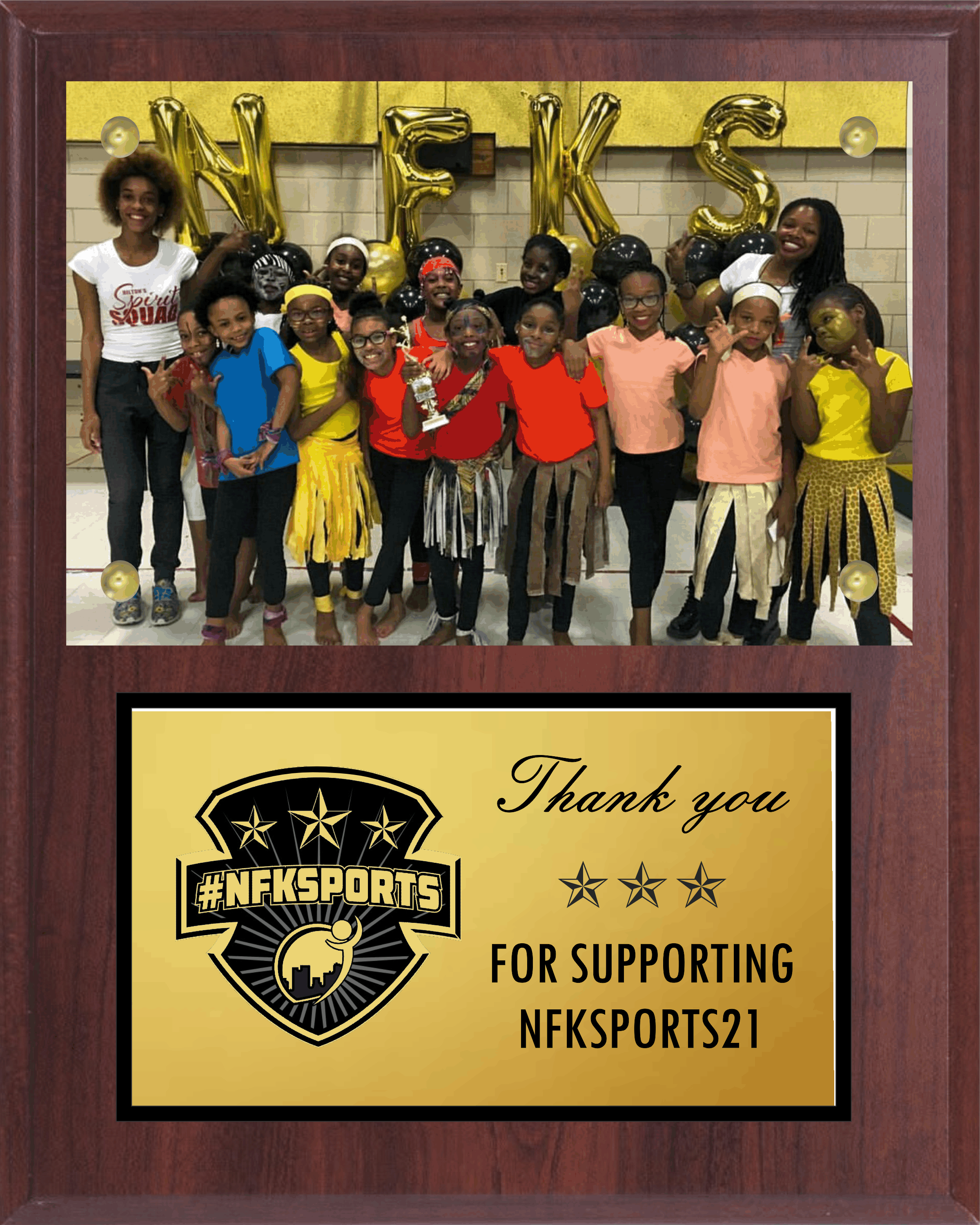 Simulated Walnut Plaque with Photo Plexi Mount