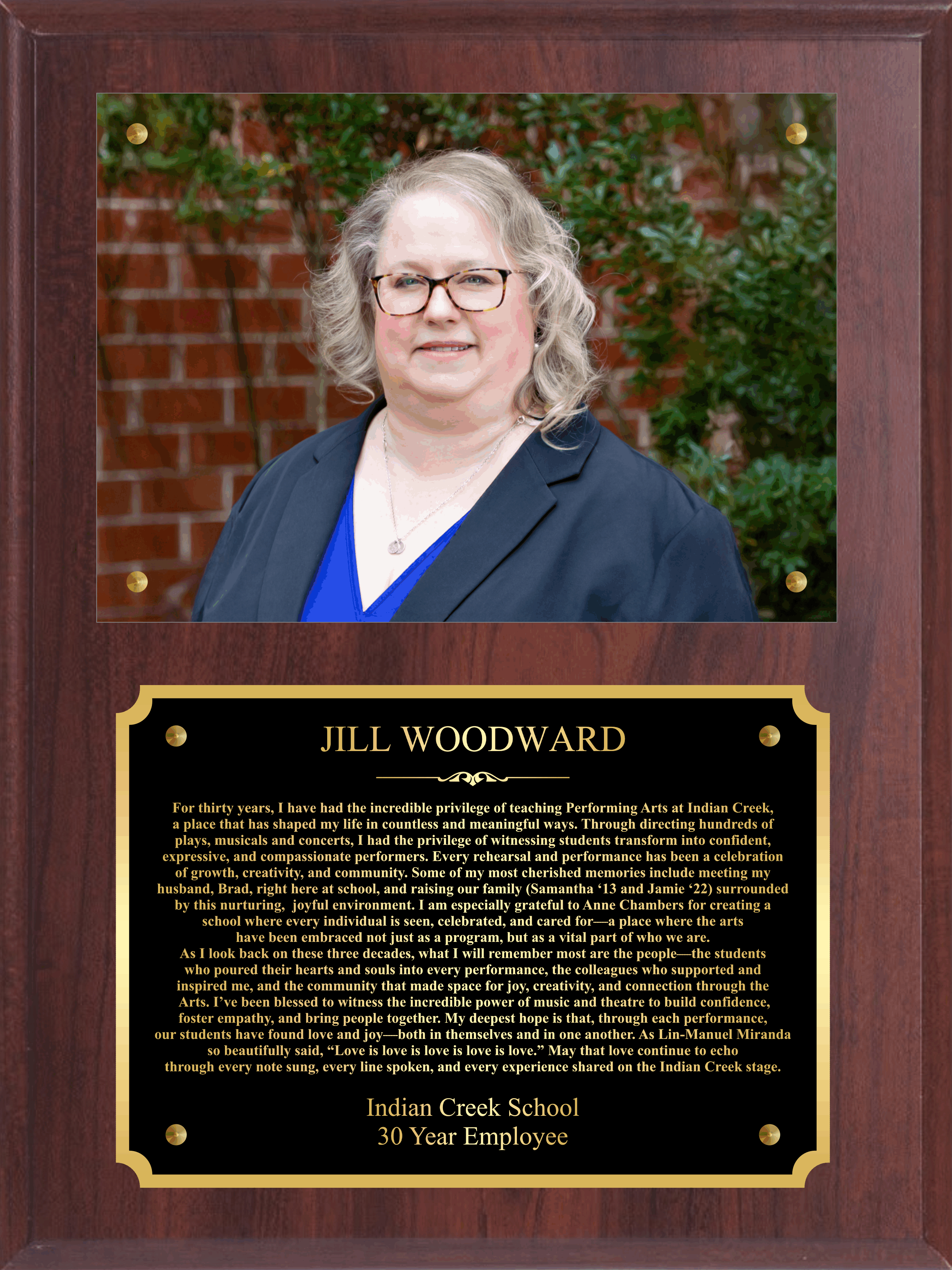 Simulated Walnut Plaque with Photo Plexi Mount