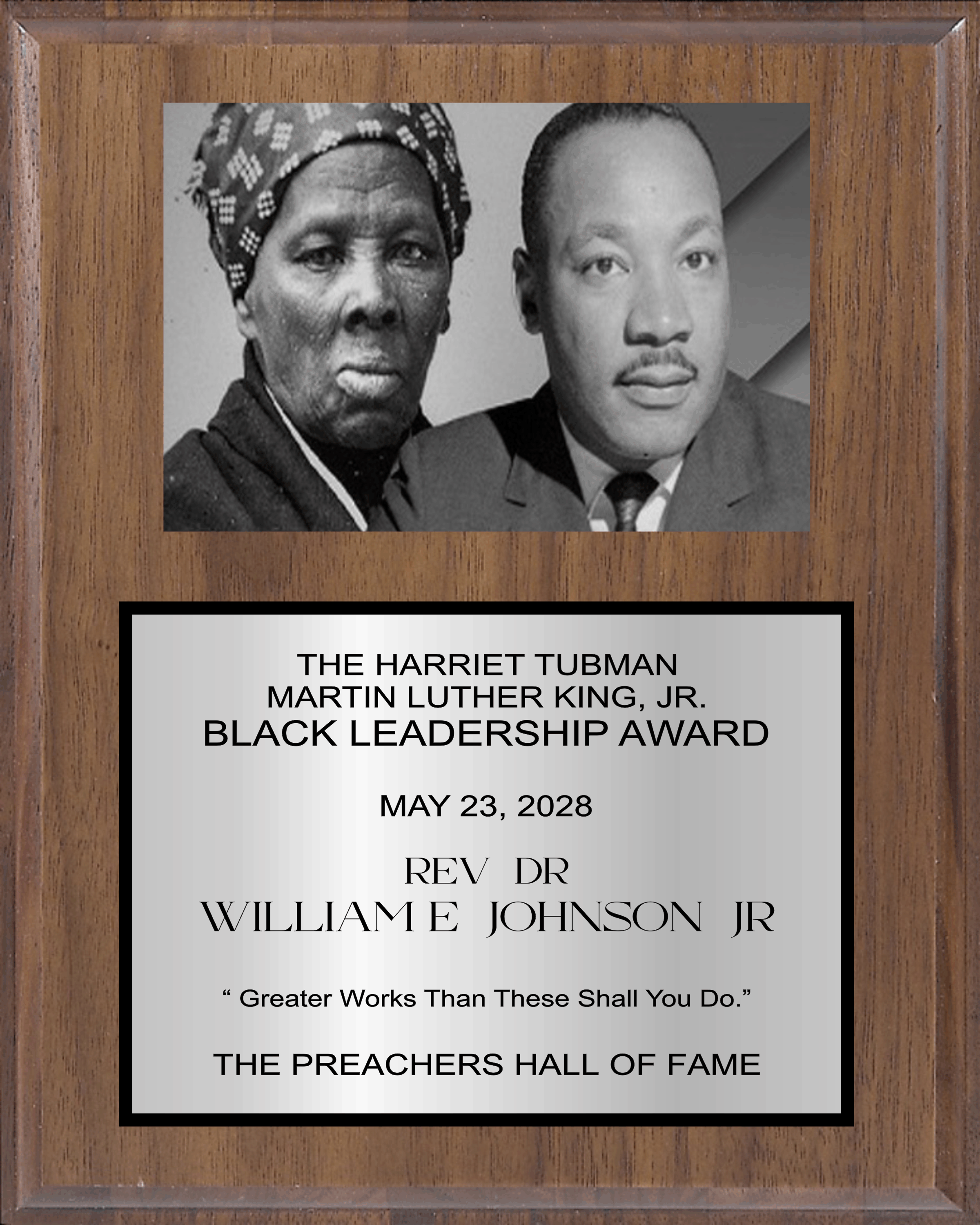 Walnut Plaque with Photo Plexi Mount