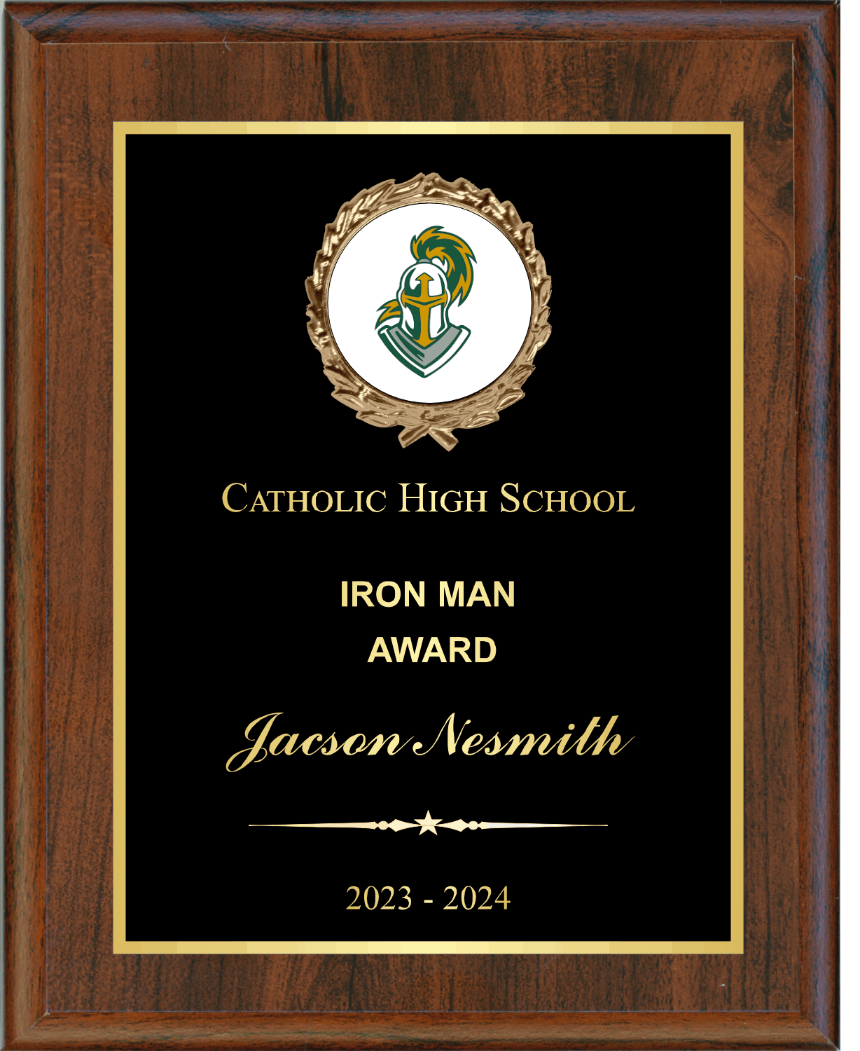 Plaque Mount on Simulated Walnut