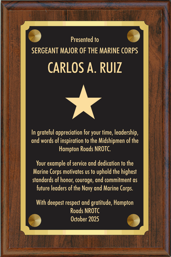 Standard Simulated Walnut Plaque with Full Sized Engraving Plate