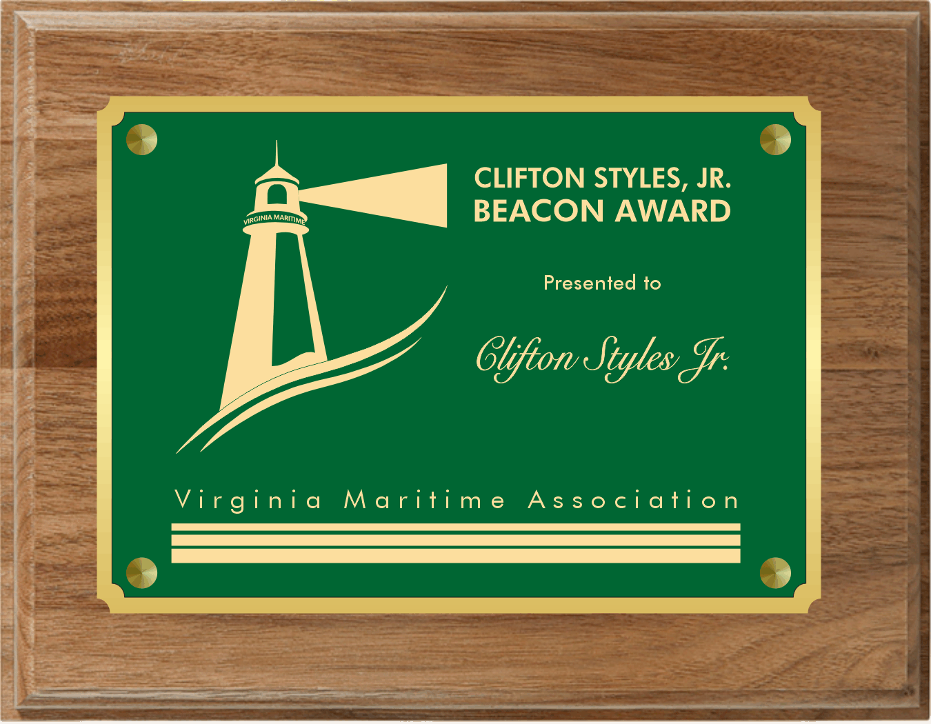 Standard Solid Walnut Plaque with Full Sized Engraving Plate