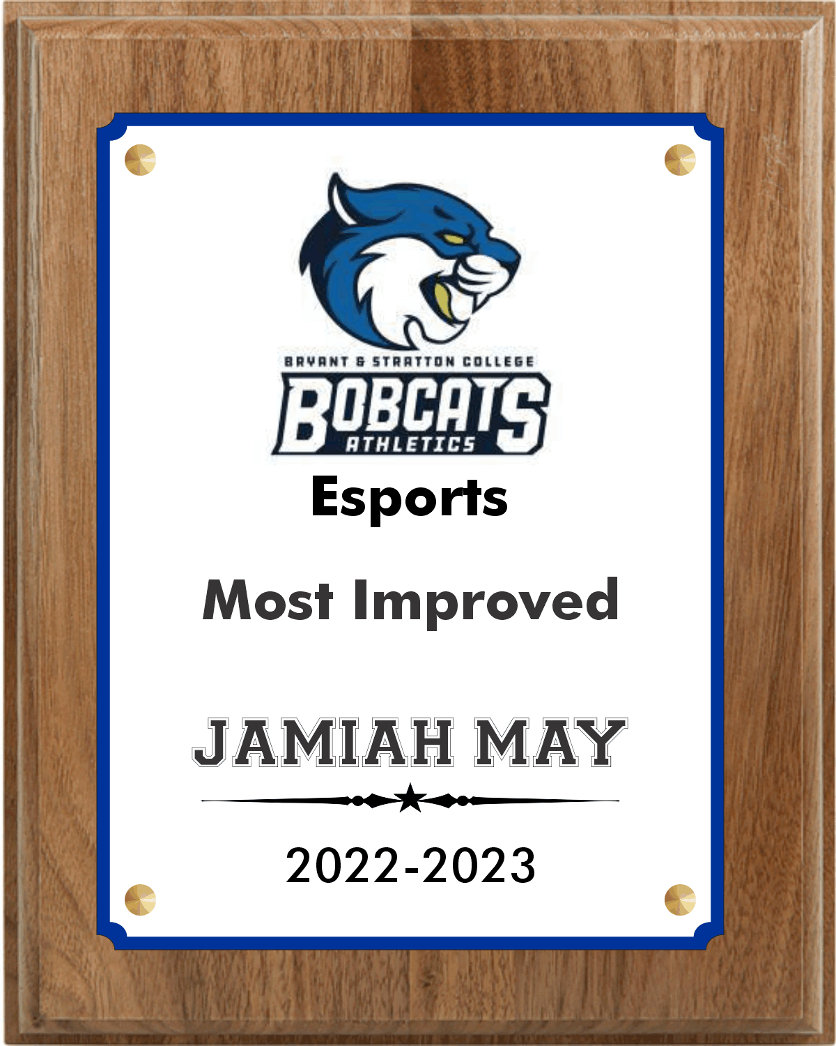 Standard Solid Walnut Plaque with Full Sized Engraving Plate