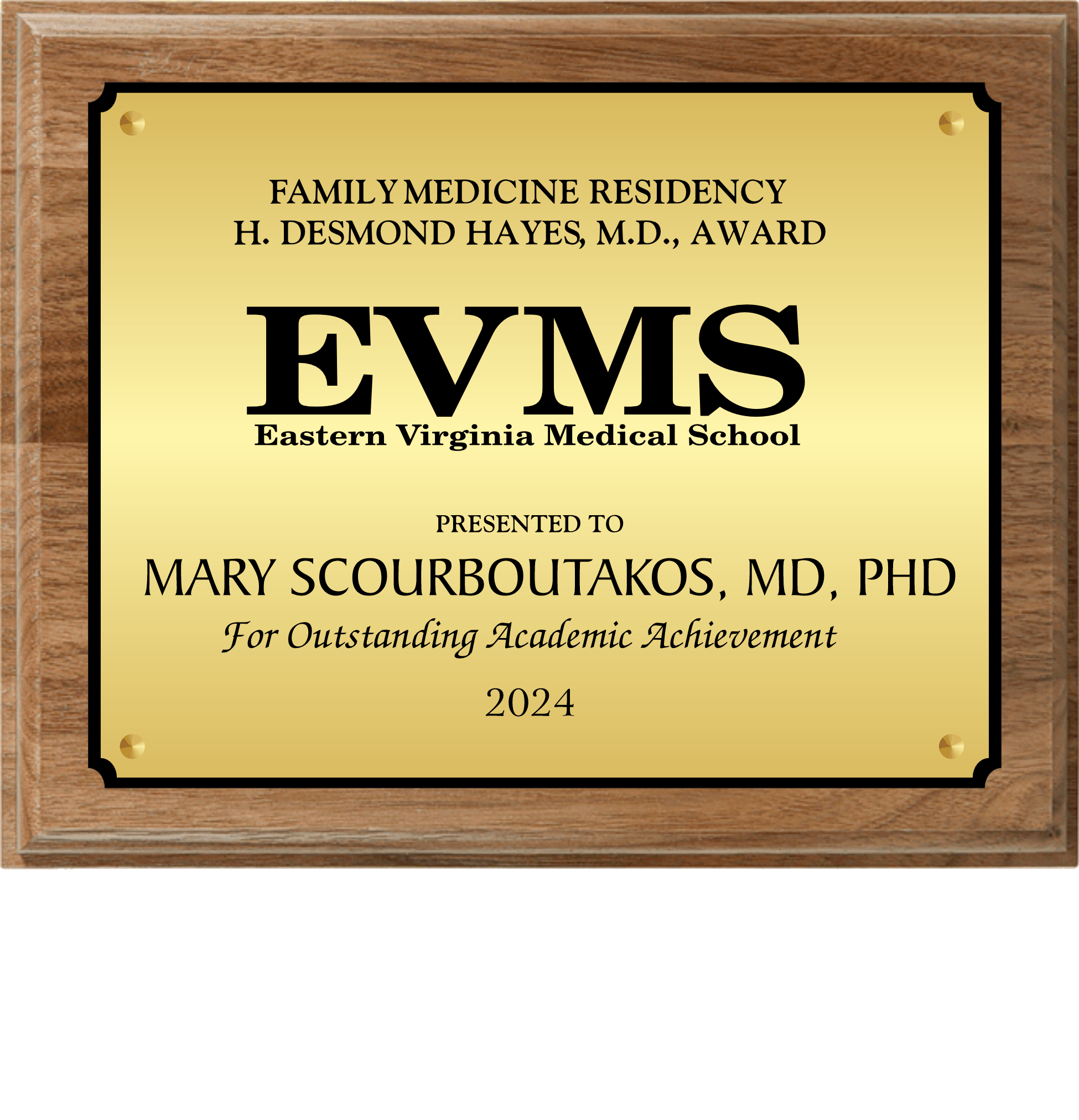 Standard Solid Walnut Plaque with Full Sized Engraving Plate