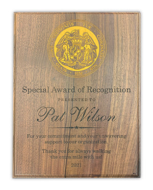 Walnut Plaque with Foil Highlights