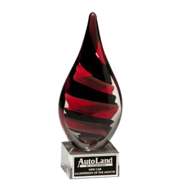 Black and Red Helix Art Glass Award