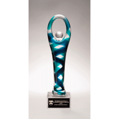 Contemporary Art Glass Sculpture with Blue Accent