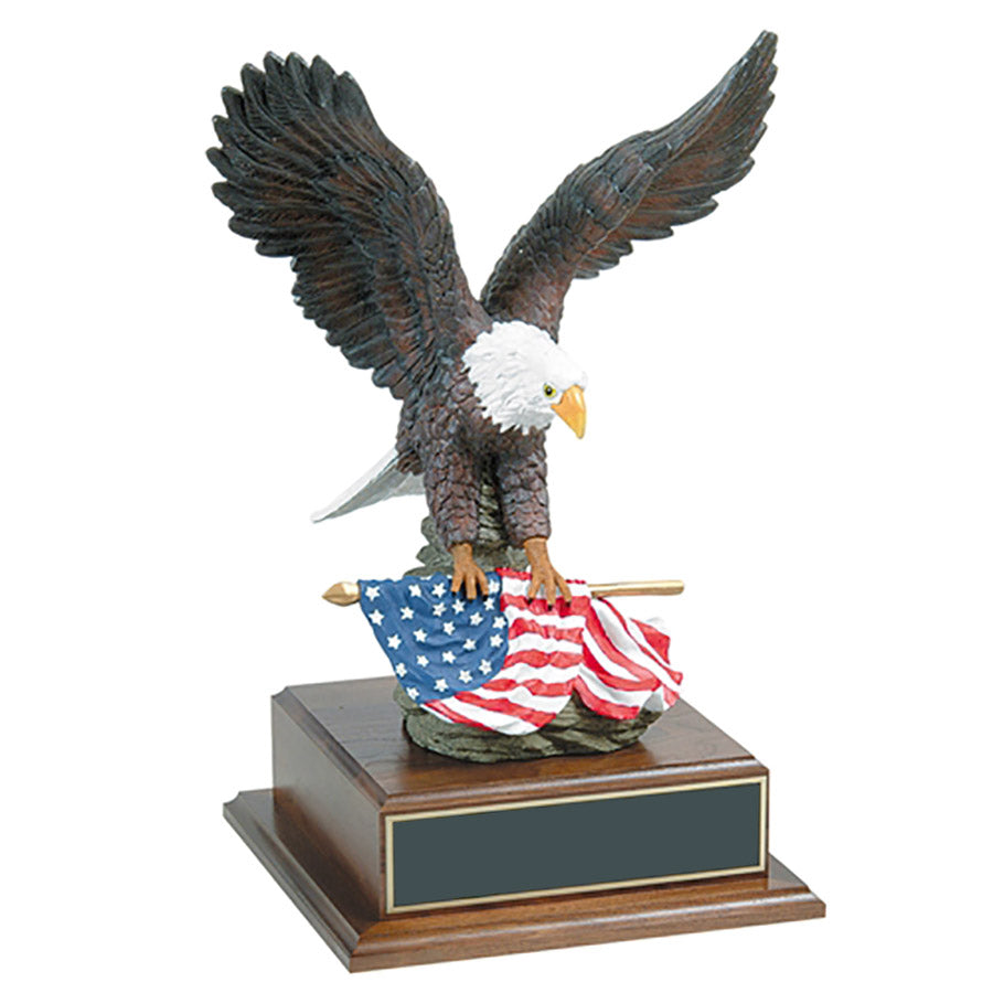 15" Perched Eagle with Flag