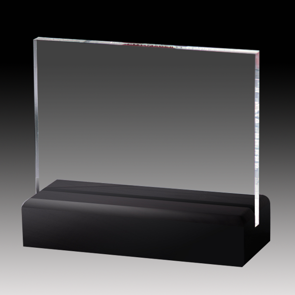BLANK ACRYLIC AWARD IN BLACK BASE