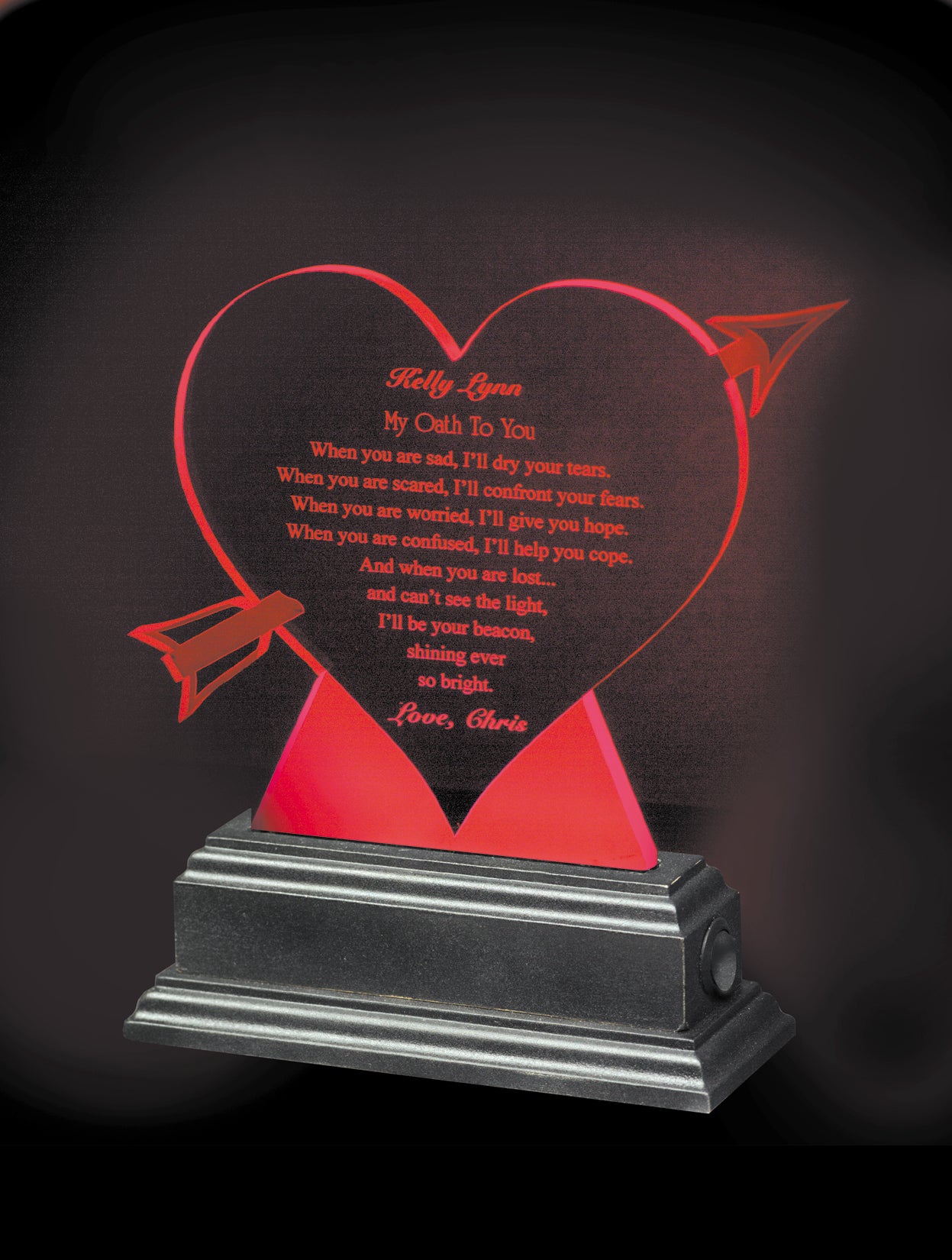 Red Allolight Heart Shaped Award 9"