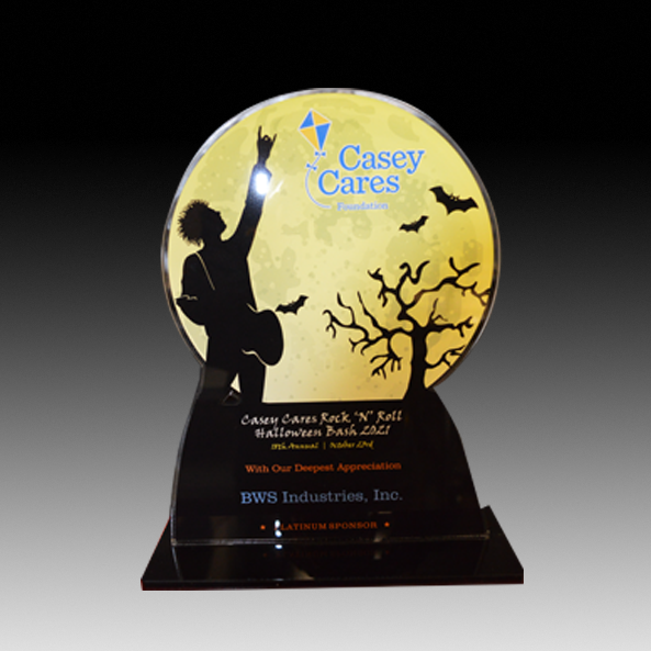 Custom Shaped Acrylic with Full Color Print on black acrylic base