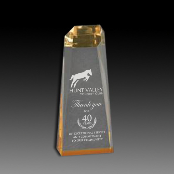 Acrylic Obelisk with Gold or Blue Accent