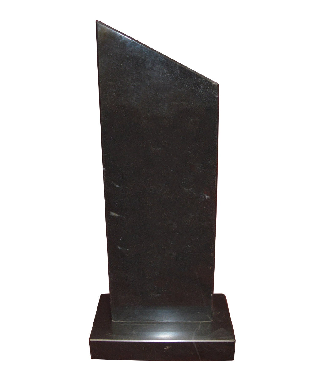 Black marble tombstone on a white background