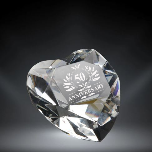 2 1/8" x 3 1/8" Clear Crystal Heart Paperweight