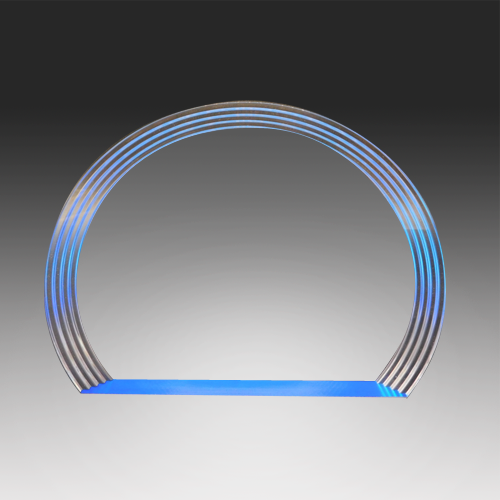 Acrylic Grooved Oval with Blue Base