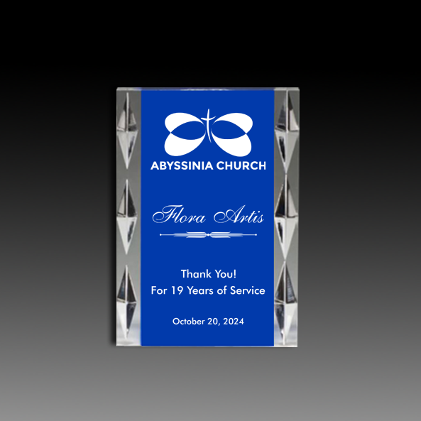 Acrylic Award with Blue Background and Jewel Accents