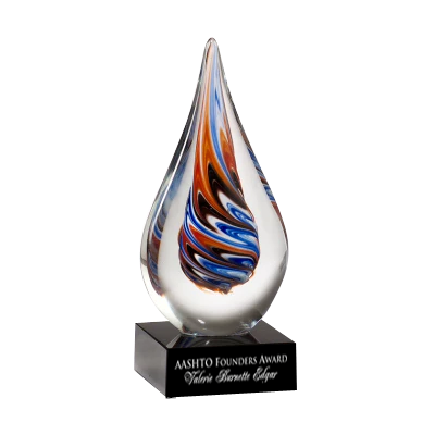 Teardrop-Shaped Art Glass Award