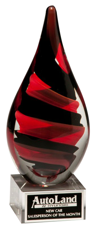 Black and Red Helix Art Glass Award
