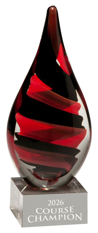Black and Red Helix Art Glass Award