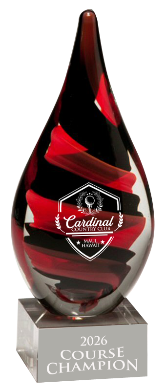 Black and Red Helix Art Glass Award