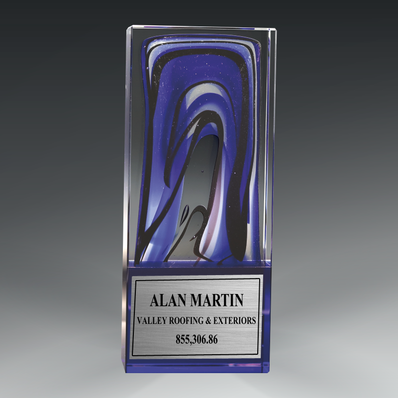 7.5 Inches Art Glass Blue Picaso