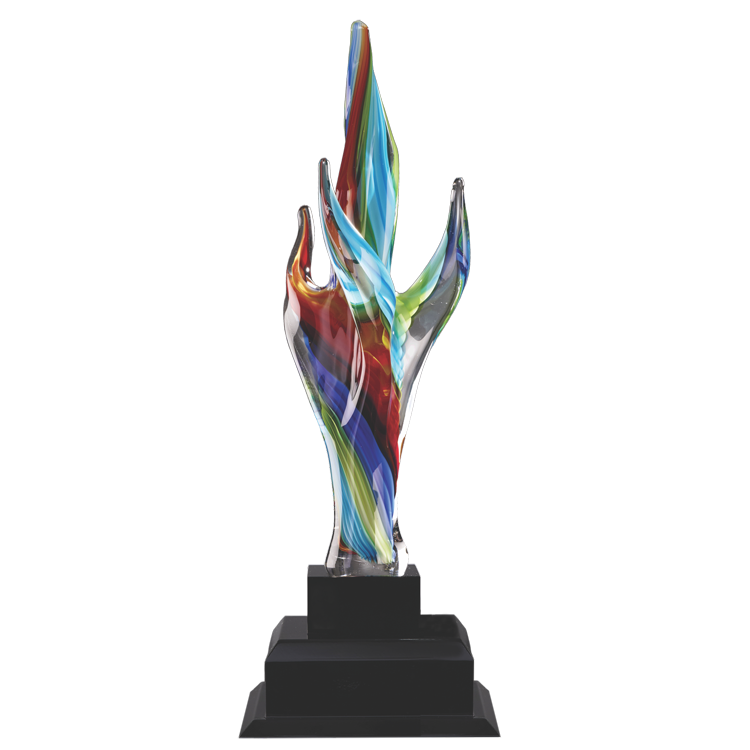 15" Art Glass Multi Color Twisting And Turning Torch