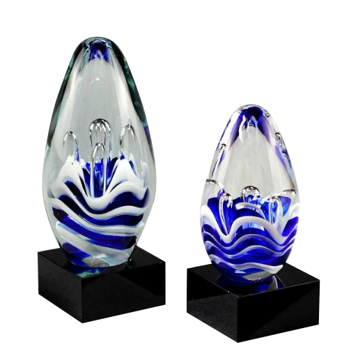 Blue and White Art Glass Egg