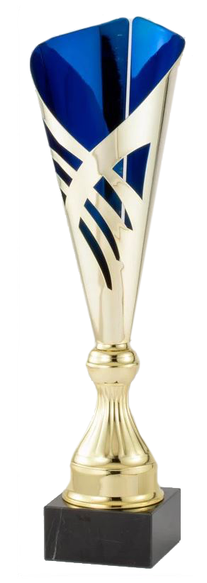 Blue Laser Cup on a Black Marble Base
