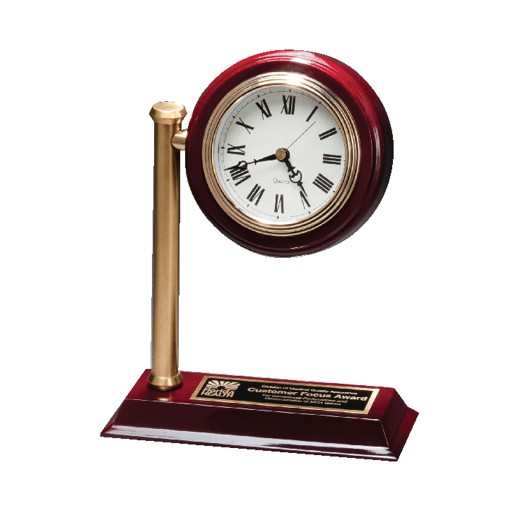 Rail Station Rosewood Piano Finish Photo Desk Clock