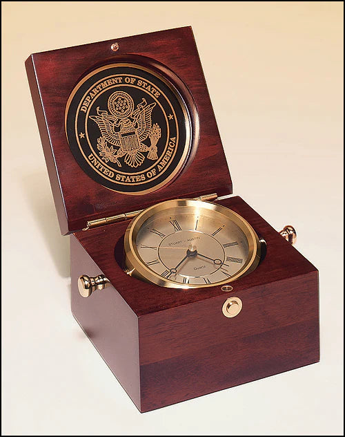 Captain’s Clock Hand-rubbed Rich Mahogany Finish