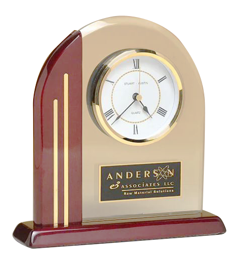Arched Clock with Rosewood Piano Finish Post and Base