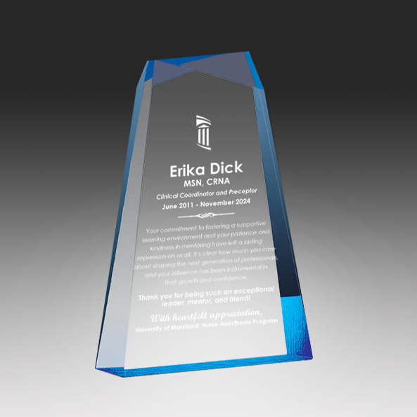 Topez Clear Beveled Tower with Blue Accent