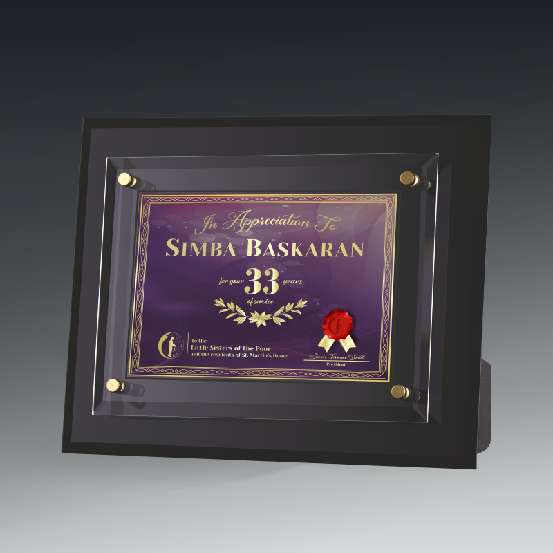 Black Glass Plaque - raised glass