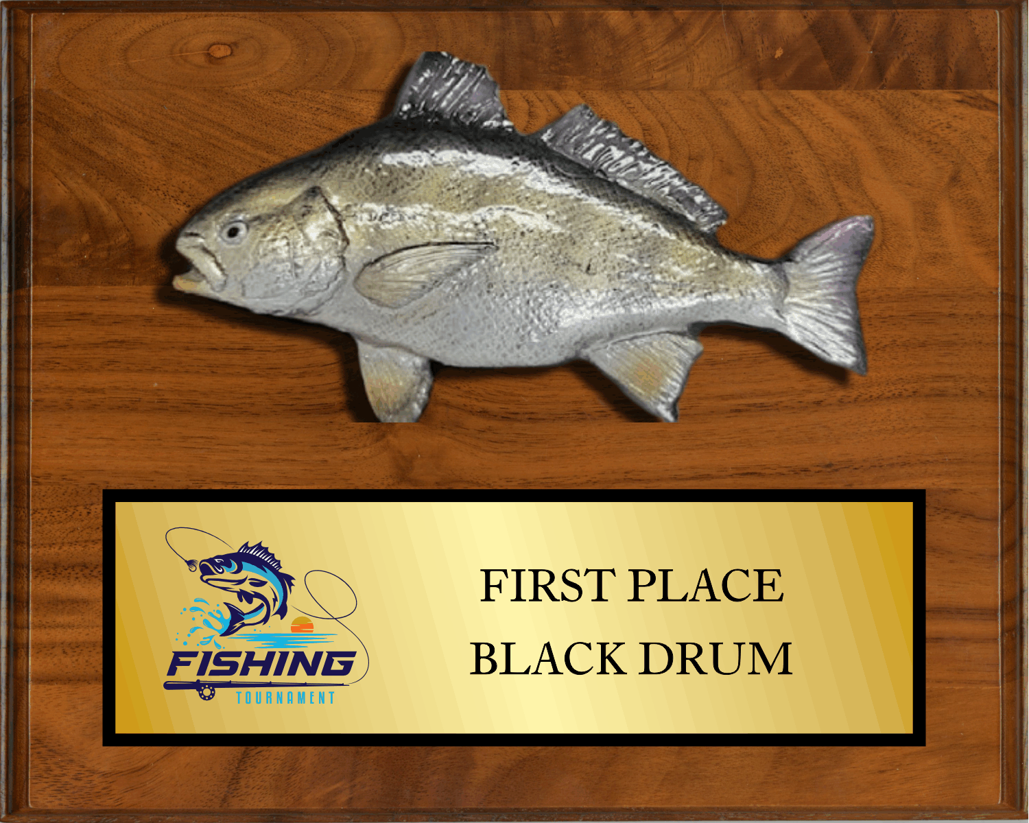 8"x10" Walnut with full color fish mount