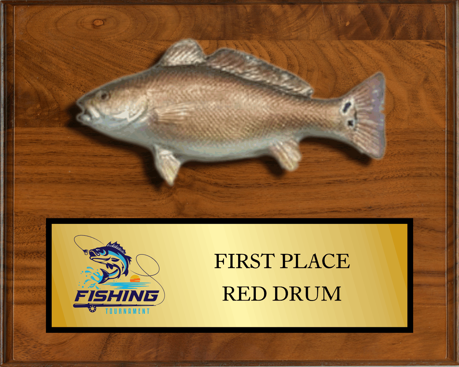8"x10" Walnut with full color fish mount