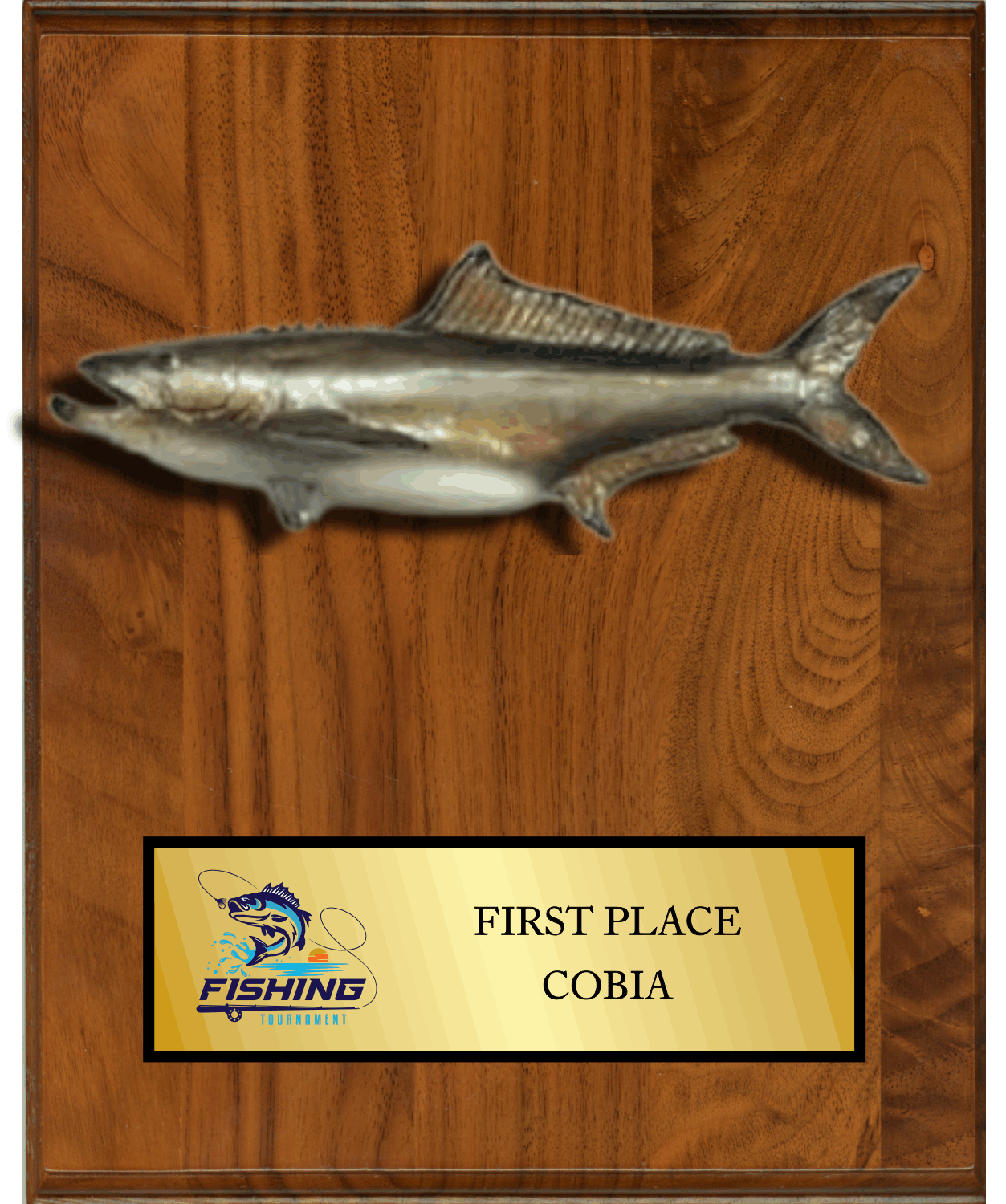 8"x10" Walnut with full color fish mount