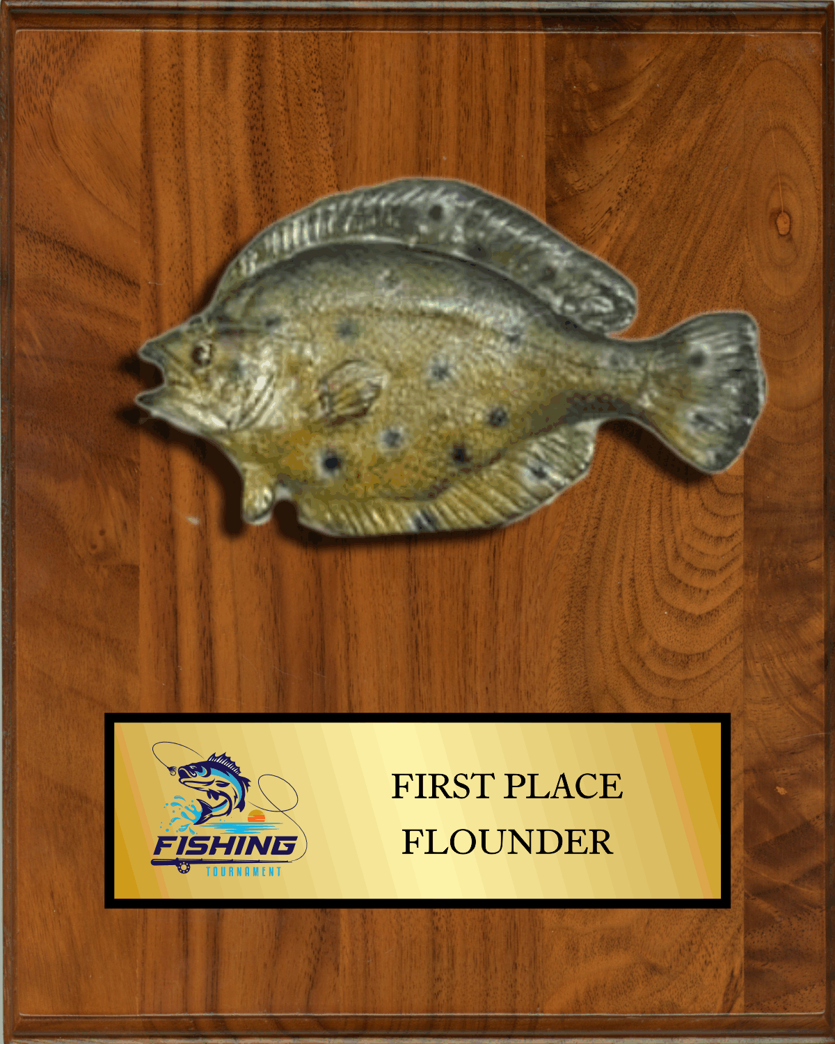 8"x10" Walnut with full color fish mount
