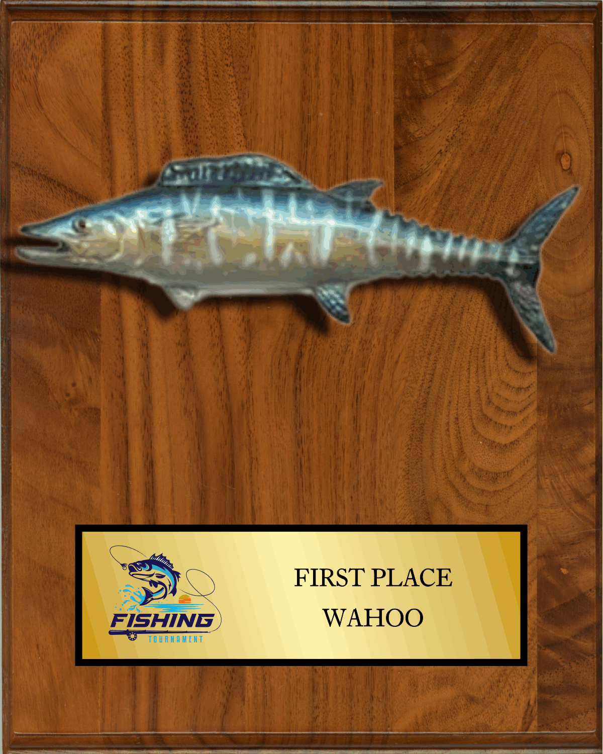 8"x10" Walnut with full color fish mount