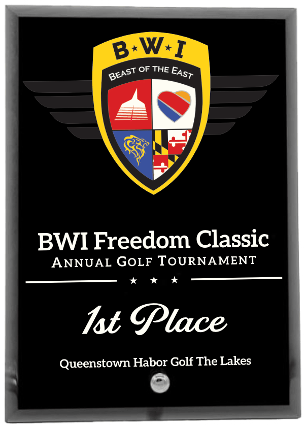 Economy Black Glass Standing Plaque