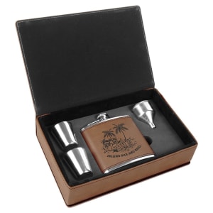 6 oz. Laserable Leatherette Flask Gift Set