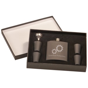 Rosewood Finish Flask Set