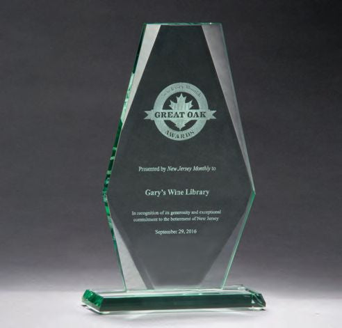 Premium series glass award, heavy ½” thick jade glass