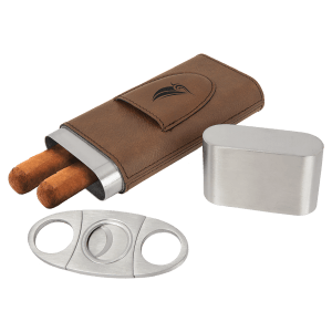 Laserable Leatherette Cigar Case with Cutter