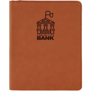 9 1/2" x 12" Zipper Laserable Leatherette Portfolio with Notepad