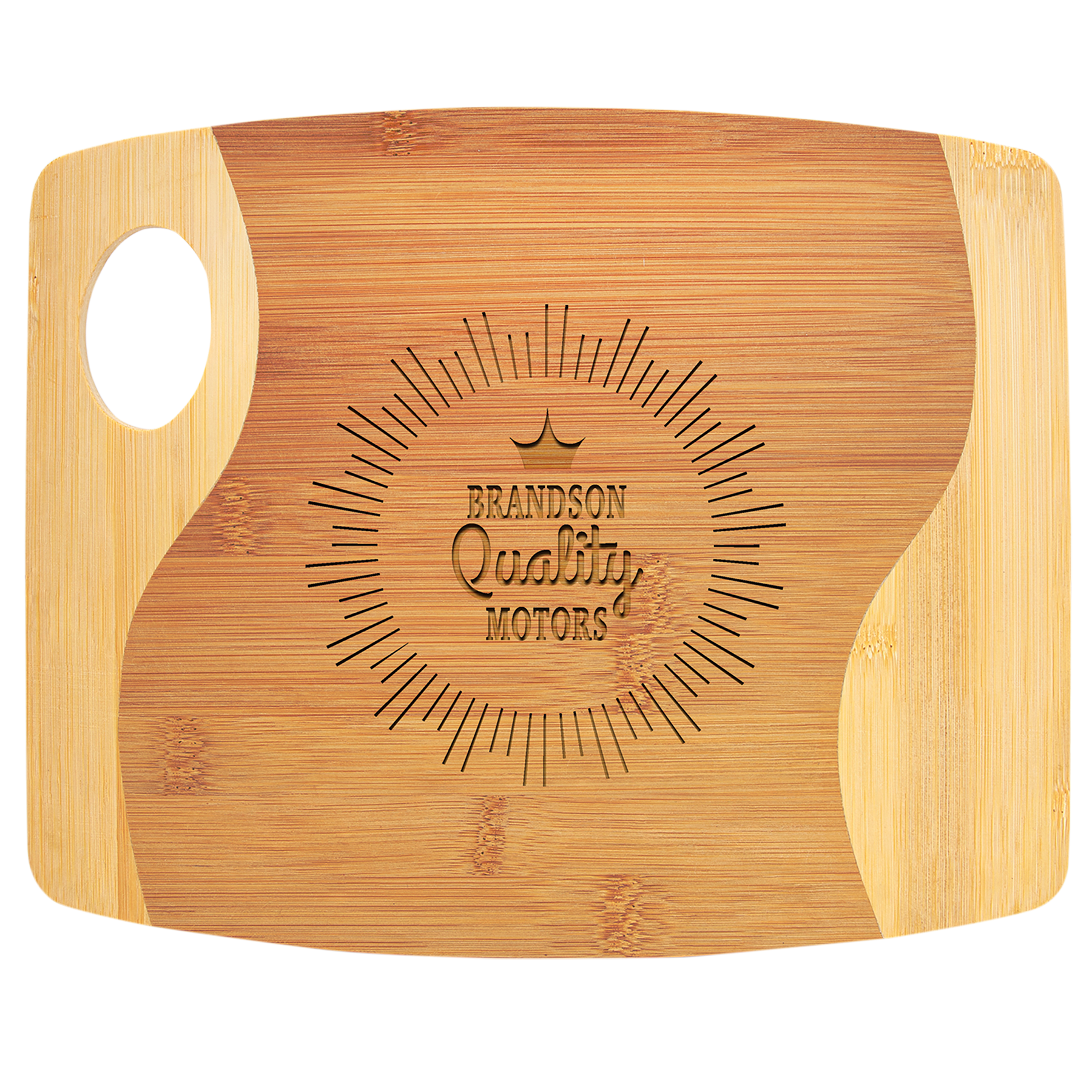 Bamboo Two Tone Cutting Board with Handle